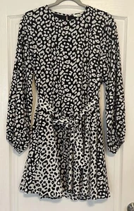Jade Melody Tam Leopard Print Black & White Flared Hem Tie Waist NEW - Picture 1 of 10