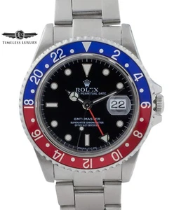 1989 Men's Rolex GMT-Master 16700 Stainless Steel 40mm Black Dial Pepsi Bezel - Picture 1 of 5