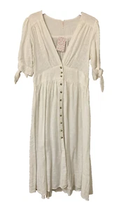 Free People Womens New $108 Lightweight Boho Shift Midi Dress Medium White NWT - Picture 1 of 23