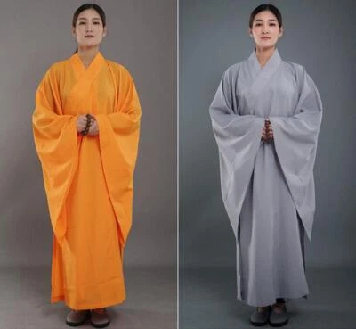 Unisex Shaolin Temple Buddhist Monk Haiqing Robes Meditation Long Gown Uniforms - Image 1 of 4