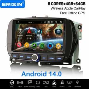 64GB 8-Kern Android 14 DAB+ Autoradio GPS USB 4G CarPlay Fiat 500 500C 500E 500S - Bild 1 von 24