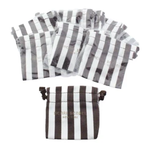 LOT OF 10 - HENRI BENDEL Women's SMALL JEWELRY DUST BAG White/Brown - Picture 1 of 3