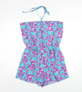 Oasis Womens Blue Floral Polyester Playsuit One-Piece Size S Pullover - Picture 1 of 10