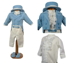 Baby Taufanzug Babyanzug Taufoutfit Taufe Jacke+Hemd+Hose+Hut+Schuhe blau/weiß
