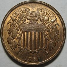 = 1864 BU+ Two Cent Piece, Super Color & EYE Appeal, FREE Shipping