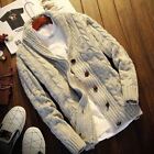 Mens Knitted Shawl Collar Winter Jumper Cardigan Sweater Braided Jacket Thermal