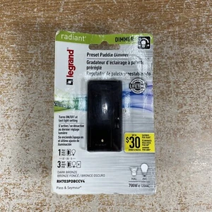 Legrand Radiant 700W 1 or 3-way Slide Preset Paddle Dimmer, BRONZE NEW 700W - Picture 1 of 2