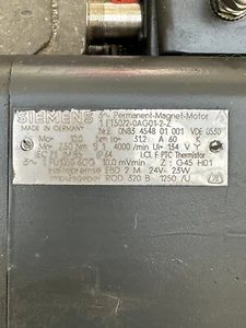Siemens Servomotor  1FT5 1FT5072-0AG01-2-Z 1FT50720AG012Z - Bild 1 von 2