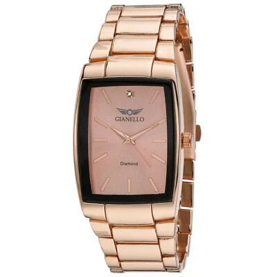 Relógio masculino Gianello genuíno mostrador de diamante 46 mm caixa tanque aço inoxidável link - Imagem 1 de 4