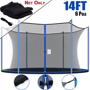 For 14Ft 6 Poles Trampoline Weather-Resistant Replacement Enclosure Safety Net - Picture 1 of 12