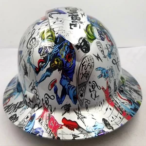 FULL BRIM Hard Hat custom hydro dipped , NEW ROCK ZOMBIE F**K YEAH KILLER NEW - Picture 1 of 6