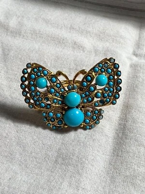 Kenneth Jay Lane Turquoise Enamel Butterfly Ring - Image 1 of 4