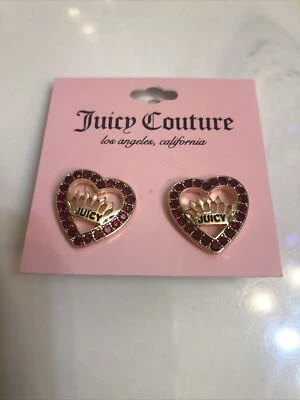 Aretes Juicy Couture en tono dorado con corona y logotipo con circonita cúbica nuevos con etiquetas Foto 1 de 4