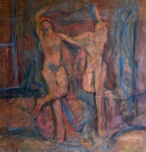 Vintage Oil Painting IMPRESSIONIST PORTRAIT Nudes in Atelier by ALBERT PALMER - Picture 1 of 10