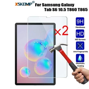 2Pcs Tempered Glass Screen Protector Samsung Tab S6 10.5 T860 T865 Anti Scratch - Afbeelding 1 van 14