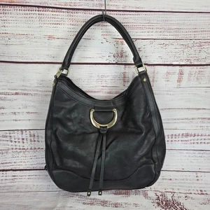 London Fog Black Faux Leather Large Hobo Purse Hand Shoulder Bag Dual Handle - Picture 1 of 13