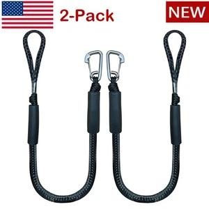 4FT 2-Pack Bungee Dock Line Mooring Rope for Boat with Stainless Steel Clip - Picture 1 of 10