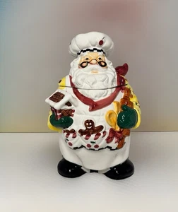 Linens N Things Chef Santa Keramik Lebkuchen Keksdose 11,5" Vintage Neu getragen Box - Bild 1 von 21