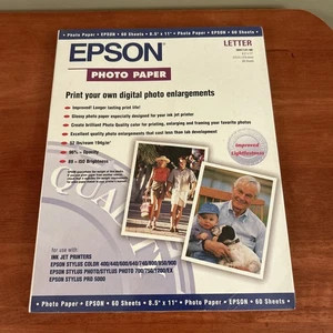 Epson Glossy Photo Paper 60 Sheets 8.5" x 11" S041141-60 Sealed in original pack - Picture 1 of 6