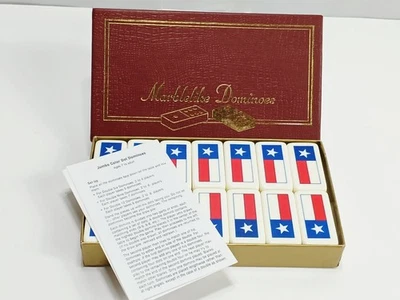 Vtg Puremco Professional Extra Thick Marblelike FLAG DESIGN Dominoes - set of 28 - Image 1 of 4