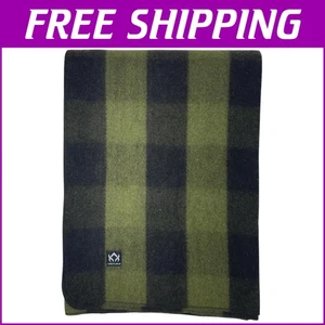 Cozy Green Buffalo Plaid Wool Blanket - Large, Washable, Perfect for Adventures - Picture 1 of 10