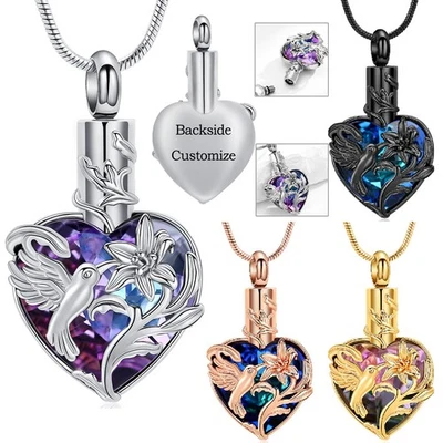 Colibrí Flor Urna Colgante Memoria Collar Urnas para Cremación Cenizas Joyería Foto 1 de 2