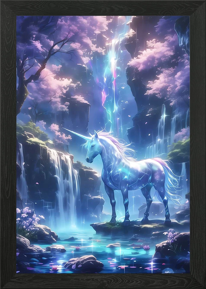 World of Unicorns Framed Wall Art Poster Canvas Print Picture - Image 1 of 1