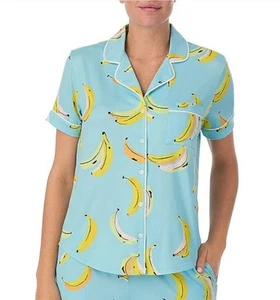 Kate Spade Pyjama Oberteil Damen Medium Hellblau Bananen Print Preppy Sleepover - Bild 1 von 9