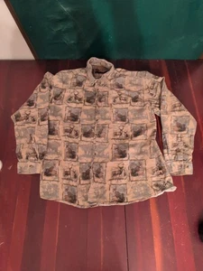 Outdoor Life Shirt Men's Sz XL Deer Print Button Up Hunting Bucks Brown Green  - Picture 1 of 24