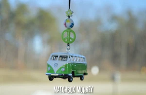 Green Volkswagen Samba Bus Camper Kombi VW T1 T2 Mirror Hanger Ornament Splitty - Picture 1 of 6