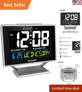 Desktop Dual Alarm Clock with Color Display - Atomic Accuracy - Calendar & Da... - Picture 1 of 9