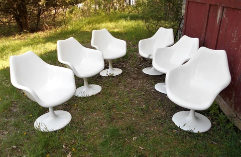 VINTAGE SET OF 6 MID CENTURY SAARINEN STYLE ARMCHAIRS Cover