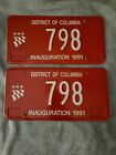 Pair of 1991 District of Columbia Washington DC Inauguration License Plates #798