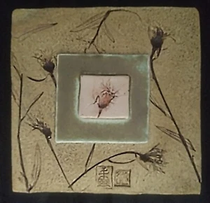 Arts & Crafts Roycroft Renaissance Signed Botanical Ceramic Hanging Wall Tile - Picture 1 of 3