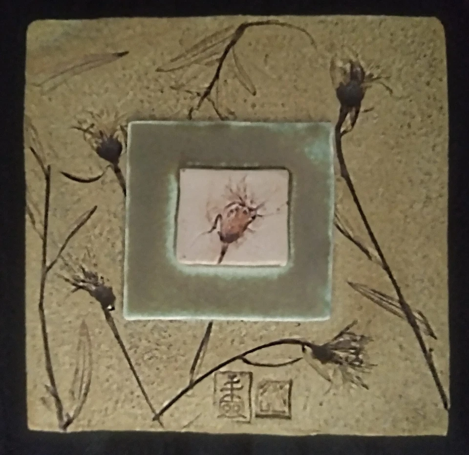 Arts & Crafts Roycroft Renaissance Signed Botanical Ceramic Hanging Wall Tile - Image 1 of 3