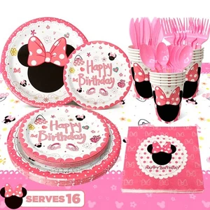 Minni Mouse Partygeschirr Geburtstag,113pcs Minnie Mouse Thema Geburtstagsdeko - Bild 1 von 11