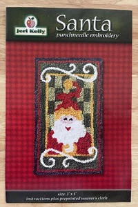 Jeri Kelly SANTA Punchneedle Embroidery Pattern With Preprinted Weavers Cloth - Picture 1 of 7