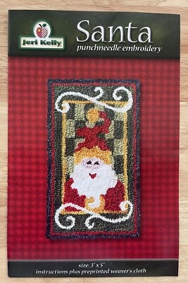 Jeri Kelly SANTA Punchneedle Embroidery Pattern With Preprinted Weavers Cloth - Image 1 of 4
