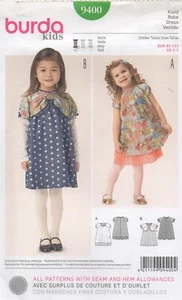 Burda Sewing Pattern 9400 EASY Dress with Shrug Bow Neckline Size 2 - 7 yrs NEW - Picture 1 of 14