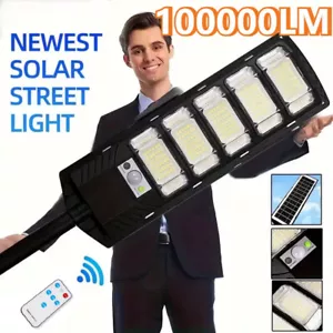 99000LM Commercial Solar Street 192LED Lights Sensor Remote Outdoor Flood Lamp - Picture 1 of 12