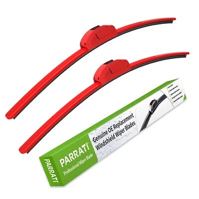 OEM QUALITY 22" + 22" PARRATI Premium All-Season Bright Red Windshield Wiper ...