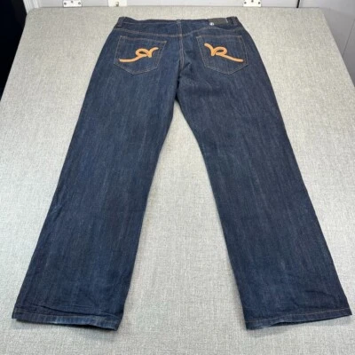 Vintage Rocawear Jeans Mens 38x33 Blue Straight Baggy Denim Dark Wash Y2K - Image 1 of 4