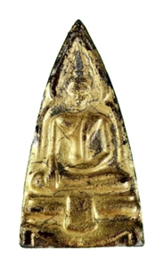 Raro amuleto tailandese Phra Phuttha Chinnarat LP Yuy Wat Bangkapi lega di piombo oro Lacq - Foto 1 di 12