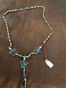 Halskette mit Steinen Indianerschmuck Handarbeit - Bild 1 von 4