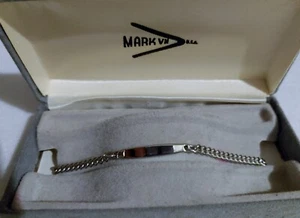 New-Vtg- Silver Tone -Not Engraved-ID Bracelet - 3/16 in W x 7 in- orig box - Picture 1 of 9