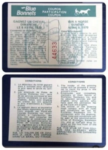 1979 Montreal Blue Bonnets Raceway Ticket Stub #44633 ''Win a Horse'' - Bild 1 von 1