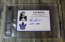 Leo Boivin Autographed Toronto Maple Leafs HOF Beckett BAS Certified Postcard