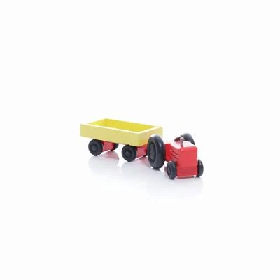 Juguete De Madera Tractor Con Remolque HxBxT 3,5x7,5x3cm NUEVO Camión De Madera - Imagen 1 de 2