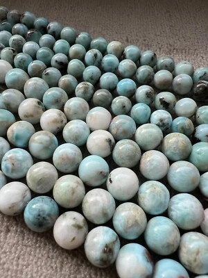 Dominikanischer Larimar Edelstein Naturstein lose Perlen 6mm und 8mm - Bild 1 von 4