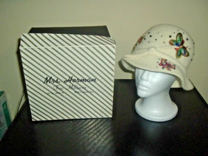 Vtg 50's Don Anderson NY Cream Felt Derby Hat w/Butterflies Martelle Germany - Picture 1 of 5
